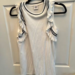 Cabi sleeveless ruffle sweater